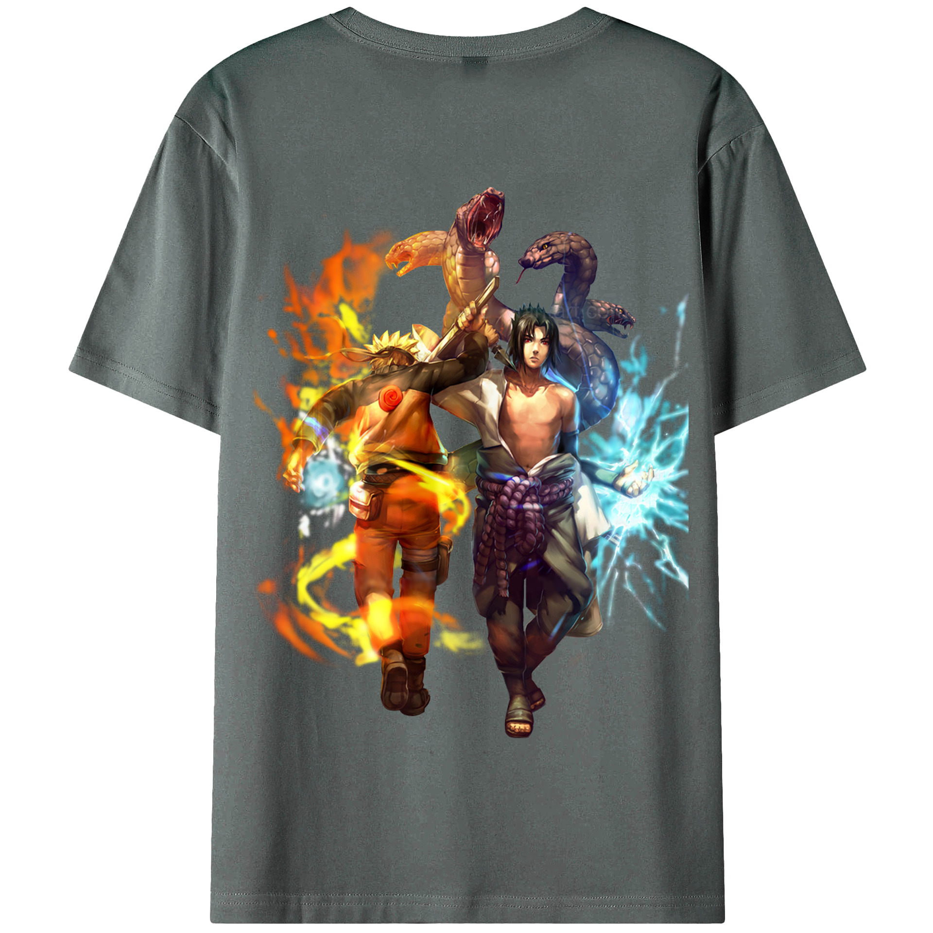 （画像用） NARUTO -ナルト- うちは サスケ Uchiha Sasuke 綿100％半袖Tシャツ（背面プリント）
